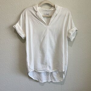 Madewell XS Linen-Blend Hayden Popover Top in White Coastal Boho Lagenlook Beach